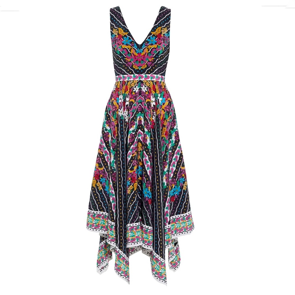 Saloni Zuri Printed Silk Crepe de Chine Midi Dress - Picture 4 of 16